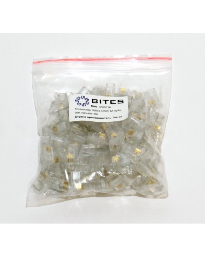 US010A (100шт). Телефонный разъем 4P4C (RJ-11). 5bites в Балаково