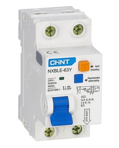 NXBLE-63Y (R) 1п+N C 6А 30мА электронный тип AC 4.5кА CHINT (105540). Автоматический выключатель дифференциального тока. CHINT в Балаково