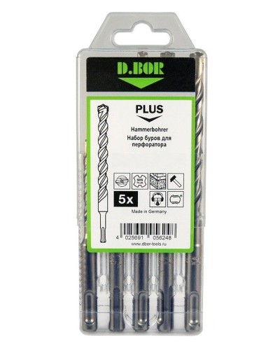 Набор буров SDS-plus V PLUS 5шт, 2-cutting (242030): Набор буров SDS-plus (6х110 мм; 6,8,10,12х160 мм) в Балаково