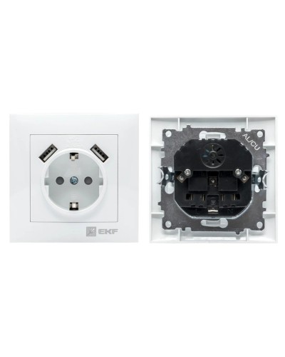 Валенсия розетка 1-местная с/з 16А (EWR16-028-10-2USB). Розетка 1-местная с/з 16А. EKF в Балаково