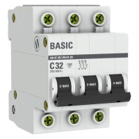 Автоматический выключатель 3P 32А (C) 4,5кА ВА 47-29 Basic (mcb4729-3-32C): Автоматический выключатель