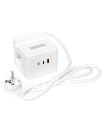 Удлинитель Куб 2 гнезда USB + 2Type C с быстрой зарядкой, подставкой под телефон и ночником 1,3 метра 1мм2. Удлинитель Куб. EKF в Балаково
