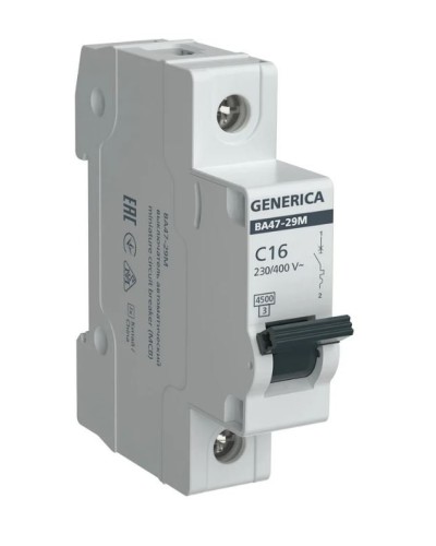 GENERICA ВА47-29М 1P C 16А 4,5кА (MVA21-1-016-C-G). Автоматический выключатель. IEK в Балаково