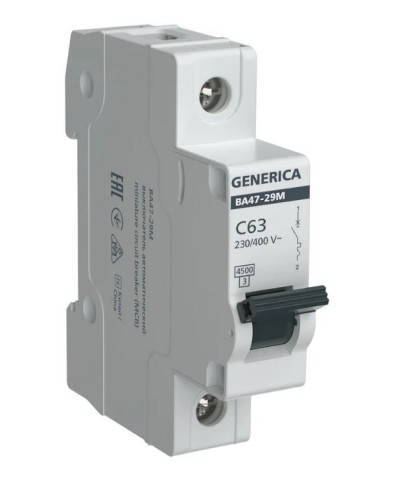 GENERICA ВА47-29М 1P C 63А 4,5кА (MVA21-1-063-C-G). Автоматический выключатель. IEK в Балаково
