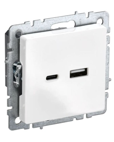 Розетка USB A+C 18Вт РЮ11-1-БрБ белый BRITE (BR-U22-018-K01). Розетка USB. IEK в Балаково