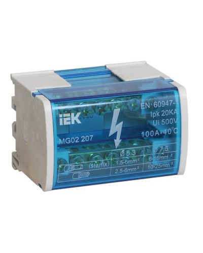 ШНК 2х7 L+PEN (YND10-2-07-100). Шина на DIN-рейку в корпусе (кросс-модуль). IEK в Балаково