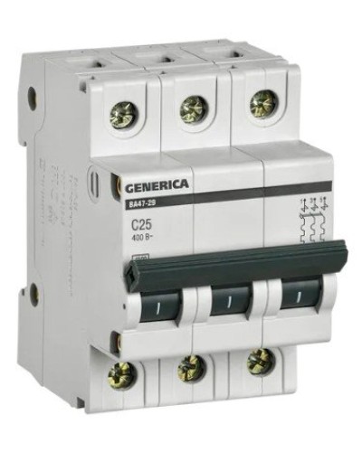 GENERICA ВА47-29 3P C 25А 4,5кА (MVA25-3-025-C). Автоматический выключатель. IEK в Балаково