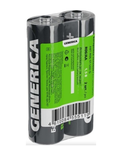Батарейка солевая R06/AA GENERICA (2 шт) (ABT-R06-ST-L02-G). Батарейка солевая. IEK в Балаково