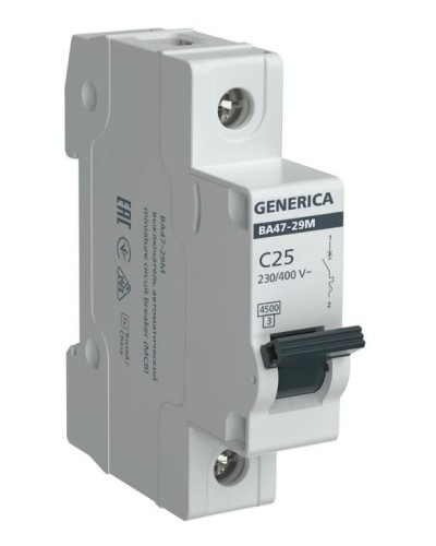 GENERICA ВА47-29М 1P C 25А 4,5кА (MVA21-1-025-C-G). Автоматический выключатель. IEK в Балаково