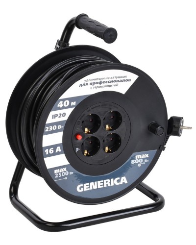 УК40 4 места 2P+PE, 40м GENERICA (WKP20-16-04-40-G). Удлинитель на катушке с термозащитой, 3х1,5кв.мм. IEK в Балаково
