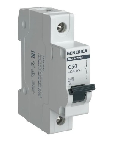 GENERICA ВА47-29М 1P C 50А 4,5кА (MVA21-1-050-C-G). Автоматический выключатель. IEK в Балаково