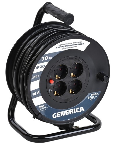 УК30 4 места 2P+PE, 30м GENERICA (WKP20-16-04-30-G). Удлинитель на катушке с термозащитой, 3х1,5кв.мм. IEK в Балаково