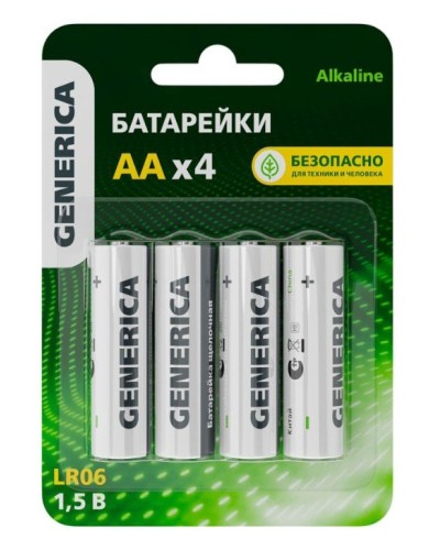 Батарейка Alkaline LR06/AA GENERICA (4 шт) (ABT-LR06-ST-L04-G). Батарейка щелочная. IEK в Балаково