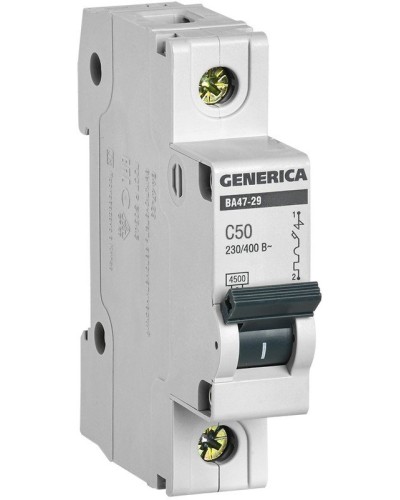 GENERICA ВА47-29 1P C 50А 4,5кА (MVA25-1-050-C). Автоматический выключатель. IEK в Балаково