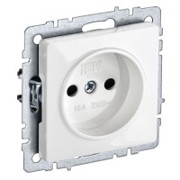 Розетка без з/к РСш10-2-БрБ белый BRITE (BR-R13-10-K01). Розетка без заземления с защитными шторками. IEK