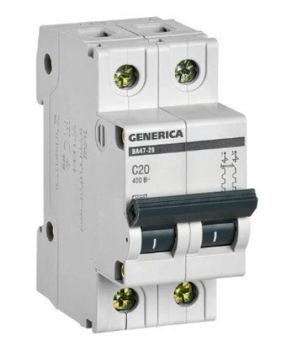 GENERICA ВА47-29 2P C 20А 4,5кА (MVA25-2-020-C). Автоматический выключатель. IEK в Балаково
