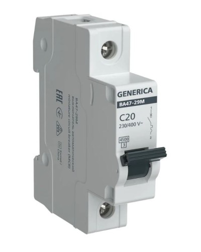 GENERICA ВА47-29М 1P C 20А 4,5кА (MVA21-1-020-C-G). Автоматический выключатель. IEK в Балаково