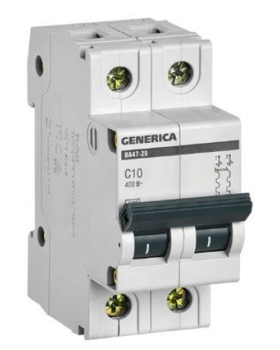 GENERICA ВА47-29 2P C 10А 4,5кА (MVA25-2-010-C). Автоматический выключатель. IEK в Балаково