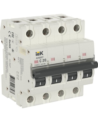 M10N 4P C 20А 10кА ARMAT (AR-M10N-4-C020). Автоматический выключатель. IEK в Балаково