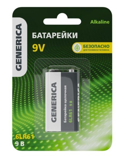 Батарейка Alkaline 6LR61 9V GENERICA (ABT-6LR619V-ST-L02-G). Батарейка щелочная. IEK в Балаково
