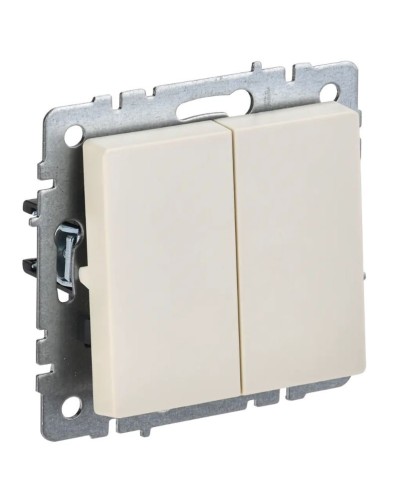 Выключатель 2-клавишный проходной ВС10-2-6-БрКр бежевый BRITE (BR-V22-0-10-K10). Выключатель. IEK в Балаково