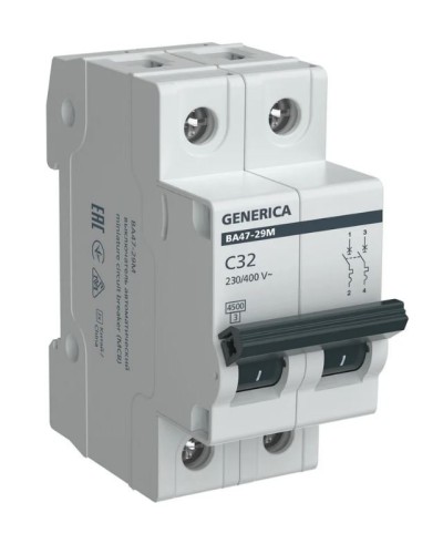 GENERICA ВА47-29М 2P C 32А 4,5кА (MVA21-2-032-C-G). Автоматический выключатель. IEK в Балаково