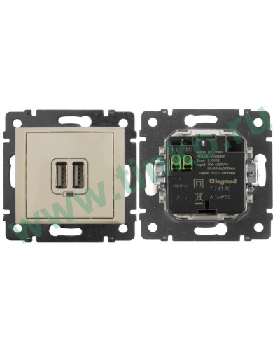 Розетка Valena двойная, USB, слоновая кость (774170). Розетка. LegranD в Балаково