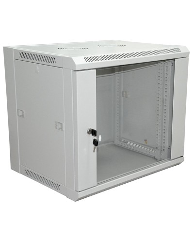 Шкаф телекоммуникационный 19 настенный 9U 600×450×500 мм (ШxГxВ) - передняя дверь стекло, боковые стенки съемные (разобранный) RAL 7035 (04-2201). Шкаф телекоммуникационный 19 настенный 9U. Rexant в Балаково