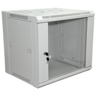 Шкаф телекоммуникационный 19 настенный 9U 600×600×500 мм (ШxГxВ) - передняя дверь стекло, боковые стенки съемные (разобранный) RAL 7035 (04-2221). Шкаф телекоммуникационный 19 настенный 9U. Rexant