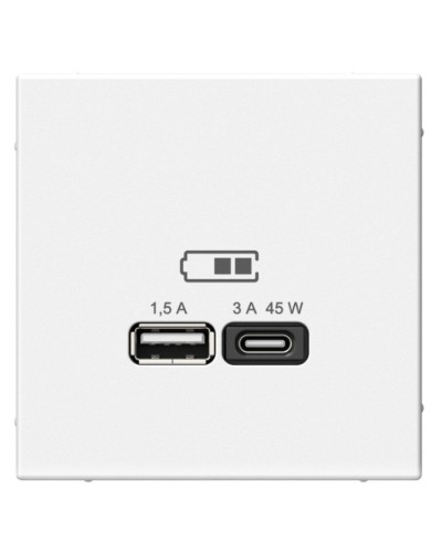 ArtGallery розетка USB тип-A+C 45Вт, скрытой установки, механизм, белый (GAL000129). Розетка USB. Systeme Electric в Балаково
