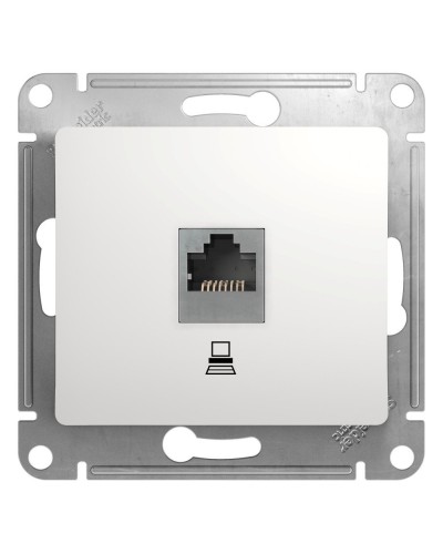 Glossa розетка RJ45 1-местная, кат. 5Е, скрытой установки, механизм, белый (GSL000181K). Розетка компьютерная. Systeme Electric в Балаково
