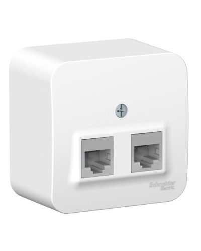 BLANCA розетка RJ45 2-местная, кат. 5Е, открытой установки, белый (BLNIA045451). Розетка компьютерная с изолированной пластиной. Systeme Electric в Балаково