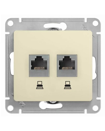 Glossa розетка RJ11+RJ45, 2-местная, кат. 5Е, скрытой установки, механизм, бежевый (GSL000285). Розетка компьютерная + телефонная. Systeme Electric в Балаково