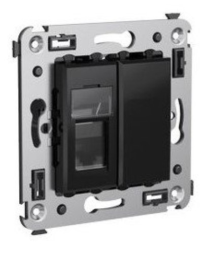 Розетка RJ-45 в стену Avanti одинарная черный квадрат (4402463). Розетка компьютерная. ДКС в Балаково