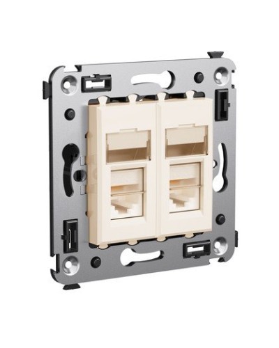 Розетка RJ-45 Avanti в стену двойная экранированная ванильная дымка (4405364). Розетка. ДКС в Балаково