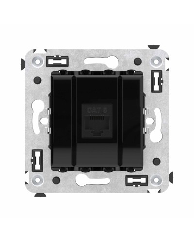 Розетка RJ-45 в стену, кат.6E, Avanti, одинарная, черный квадрат (4402693). Розетка компьютерная. ДКС в Балаково