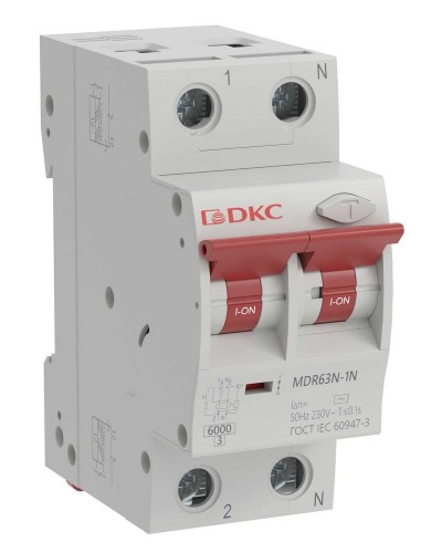 YON max MDR, 1P+N, 30mA, 63A, 6kA, А (MDR63N-1N2C63-A). Автоматический выключатель дифференциального тока. ДКС в Балаково