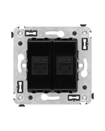 Розетка RJ-45 в стену, кат.5E, Avanti, двойная, черный квадрат (4402664). Розетка компьютерная. ДКС в Балаково