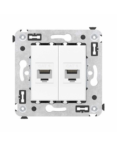 Розетка RJ-45 в стену, кат.6E, Avanti, двойная, белое облако (4400694). Розетка компьютерная. ДКС в Балаково