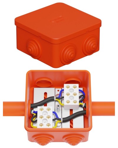 Коробка JBS080 85х85х50, 6 вых., 4P (0,15-10,0 мм²) (43311HF). Коробка монтажная, огнестойкая, без галогена. Экопласт в Балаково