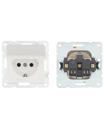 Розетка с з/к, шторками и крышкой, белый LK60 (863404-1). Розетка. Экопласт в Балаково