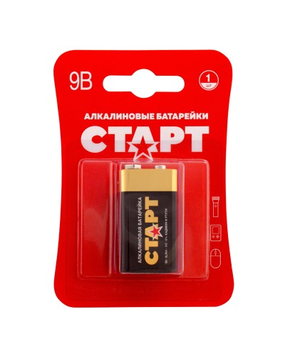 СТАРТ 6LR61-BL1 (9 В, Крона,  6LR61), БЛИСТЕР. Алкалиновая батарейка. СТАРТ в Балаково